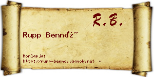 Rupp Bennó névjegykártya